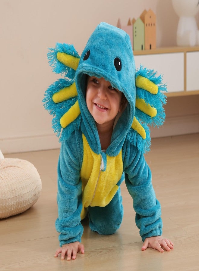 CuteOn Toddler Halloween Costume Onesie Cosplay Romper Christmas Infants Baby Costume Blue Axolotl 18-24 Months - Image 5