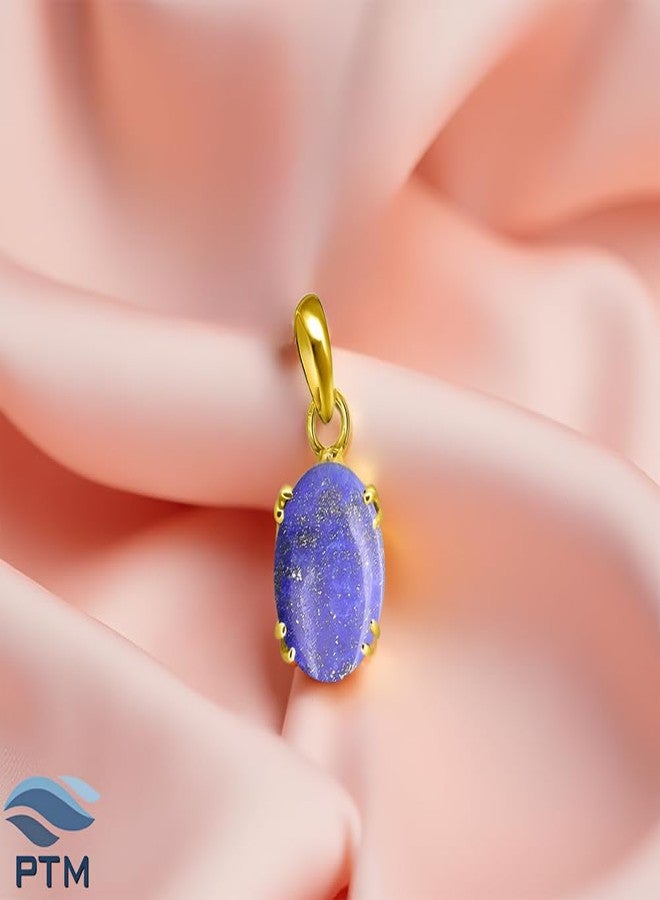 Ptm Lapis Lazuli/Lajwart 4.25 Ratti or 4 Carat Natural Certified Astrological Gemstone Panchdhatu/5 Metals 22k Gold Plated pendant for Men & Women -nvdhp1425 - Image 2