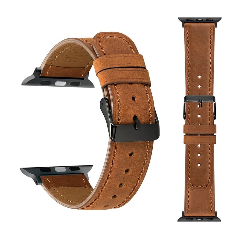 Bluejw Genuine Leather Sport Watch Band for Apple Watch Series 9 8 7 6 5 4 SE - Replacement Bracelet Strap for iWatch - Image 2