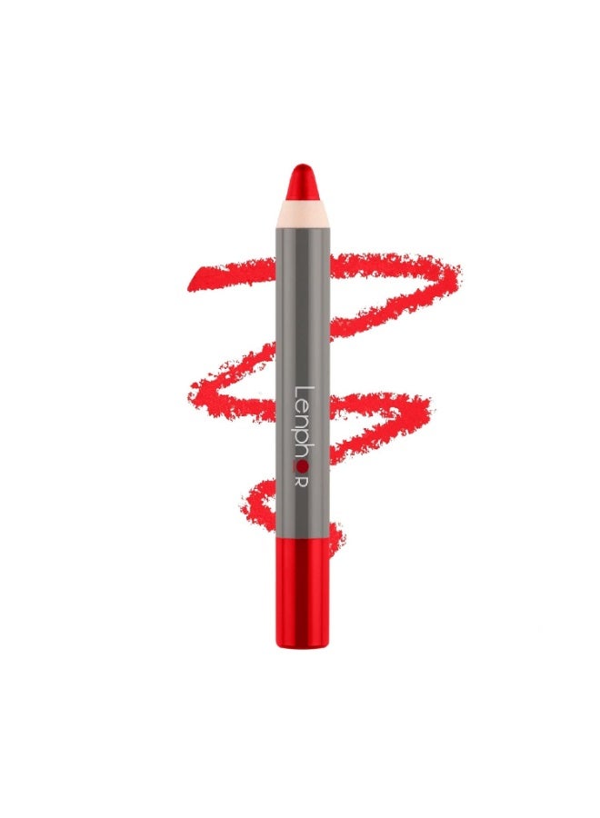 Lenphor Matt Show-Off 2 in 1 Crayon Lip Pencil Lipstick, Lip Liner Waterproof & Smudgeproof, Long Lasting, Matte Finish, Pointed Tip,  Cupid Red, 2.8gm - Image 1