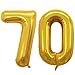 GOER Number 70 Balloons for 70th Birthday Party Decorations42 Inch Jumbo Foil Helium Balloons for 70th Anniversary Gold - Image 2