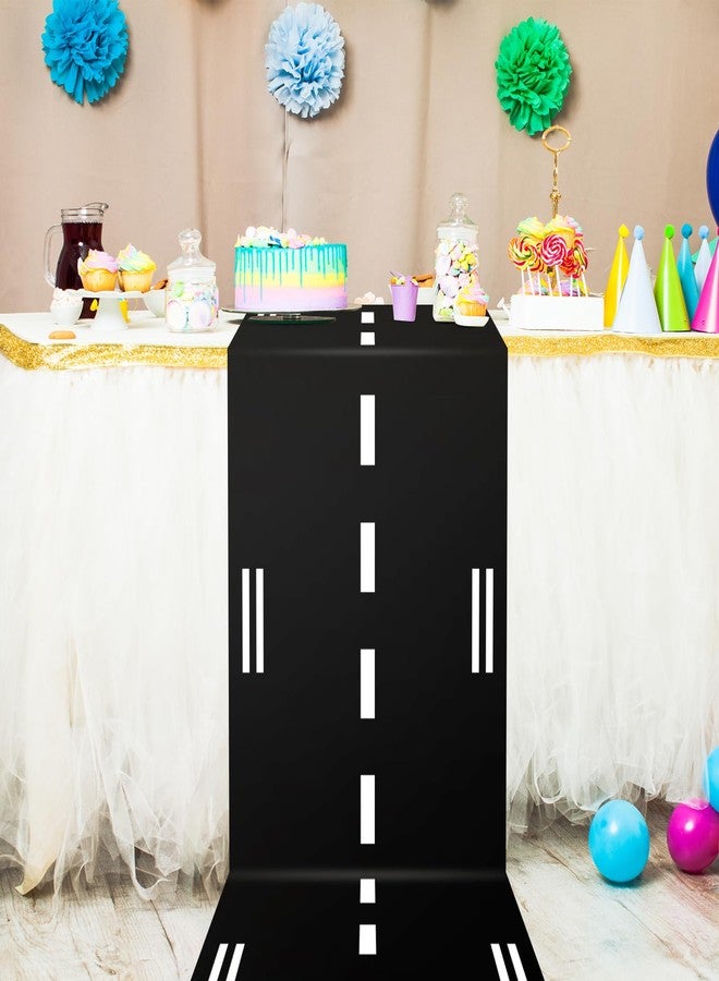 Remagr Racetrack Floor Running Black Racer Party Decoration Mat Road Table Runner Long Racetrack Tablecloth Drag for Party (Simple,65 ft X 2 ft) - Image 5