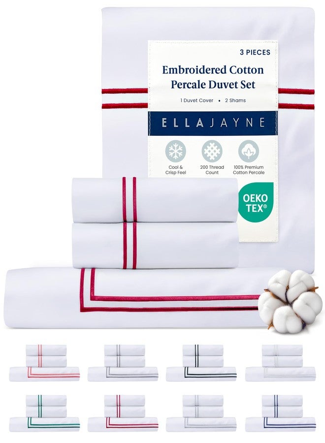 Ella Jayne Duvet Cover Queen Size (3 Pieces), 100% Cotton Percale, Full/Queen, Soft, Breathable & Lightweight, Including Duvet Cover (1 Piece) 90 x 90 Inches with 2 Pillow Shams (Red Design) - Image 2