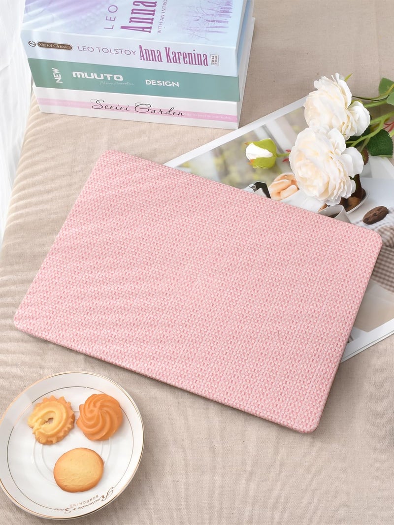 Seorsok Compatible with MacBook Pro 13 inch Case M2 2023,2022,2021-2016 A2338 M1 A2251 A2289 A2159 A1989 A1708 A1706,Elegant Leather Plastic Hard Shell&Keyboard Cover,Pink Woven Fabric No Logo Cutout - Image 4