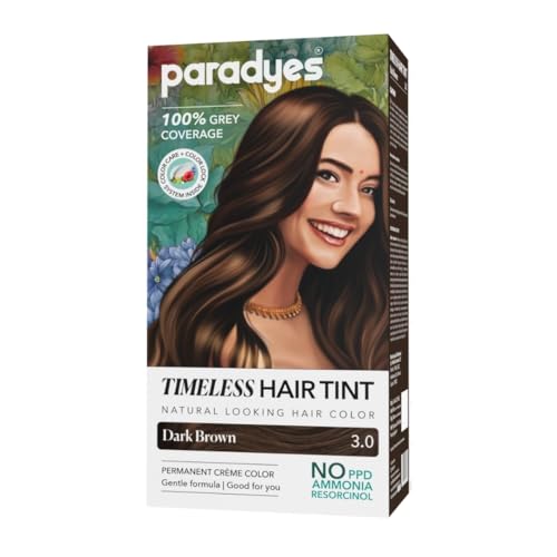 Paradyes Dark Brown Timeless Hair Tint, Permanent Crème Hair Colour for Natural-Looking Results, Complete Grey Coverage, Long-Lasting Formula Free from PPD, Ammonia, & Resorcinol, 3.0 Dark Brown - Image 1