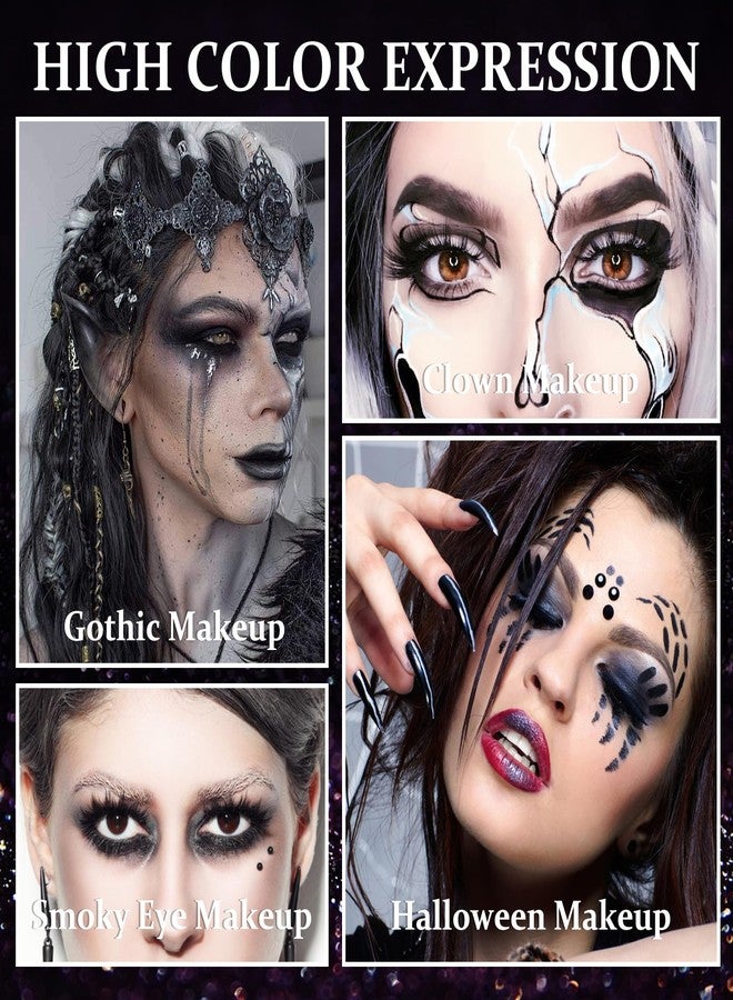 LZYLLS Black Smoky Eyeshadow Palette,Matte & Glitter Eye Shadow Palette for Smoky Goth Eye Makeup,Black White Gray Eyeshadow Makeup Palette,Longlasting Waterproofing Smoky Eyeshadow Palette with 3PCS Brushes - Image 4