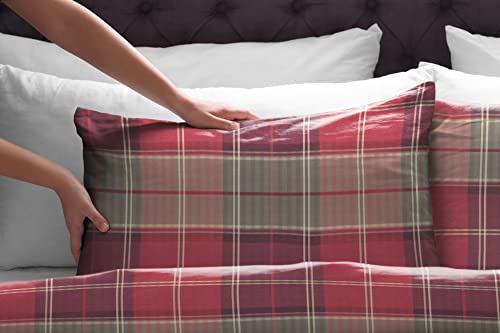 Pointehaven Flannel Deep Pocket Set with Oversized Flat Sheet, Queen, Piedmont Plaid - Image 4