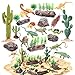 kukifun 32Pcs Desert Reptiles Animals Figures Toys School Projects Diorama Kit Lizard Snake Cactus Plants Rock Playset for Kids Toddlers Cake Toppers Birthday Party Favor Decorations - Image 3