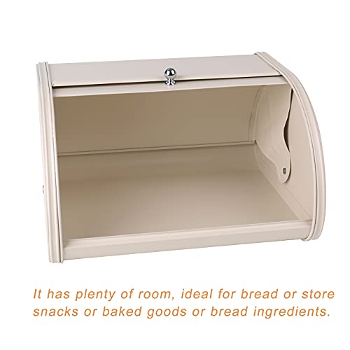 SOUJOY Countertop Bread Box, Bread Container for Kitchen, Vintage Metal Roll Top Bread Storage Holder, 1950s Farmhouse Rustic Baking Dispenser Bin for Dry Food Save, 11.8" L x 10" W x 6.7" H - Image 3