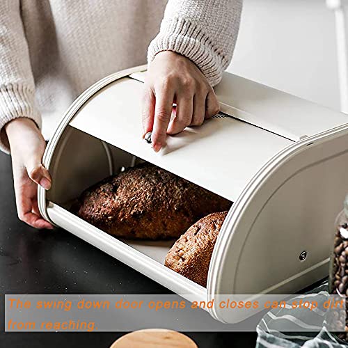 SOUJOY Countertop Bread Box, Bread Container for Kitchen, Vintage Metal Roll Top Bread Storage Holder, 1950s Farmhouse Rustic Baking Dispenser Bin for Dry Food Save, 11.8" L x 10" W x 6.7" H - Image 5