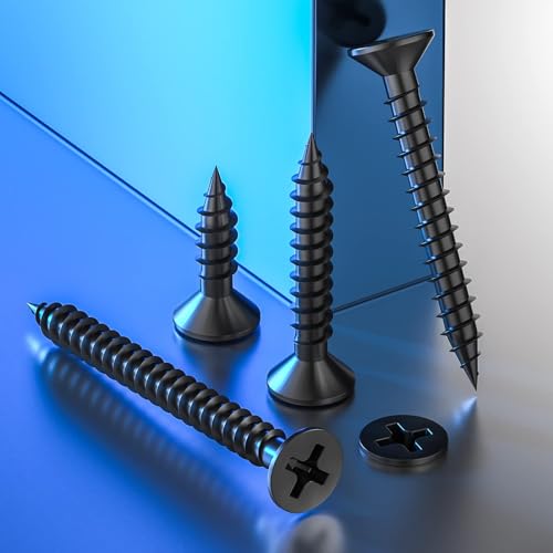 Wensilon 385PCS Flat Head Black Wood Screws Quick Metal self Tapping Flat Head Equipped with Dry Wall Plastic Anchor kit - Image 3