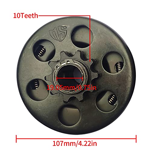 Carkio Go Kart Centrifugal Clutch 3/4" Bore 10 Teeth Inner Hole 19.05mm with #40/41/420 Chain Durable Centrifugal Clutch Compatible with Go-Kart Bike Engine - Black - Image 4
