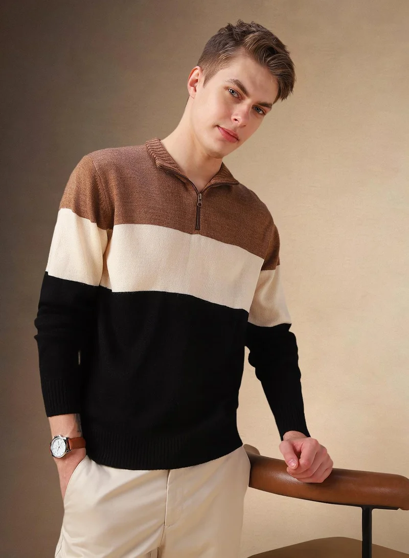 Dennis Lingo Men's Multicoloured 100% Acrylic Solid Regular Fit Sweater