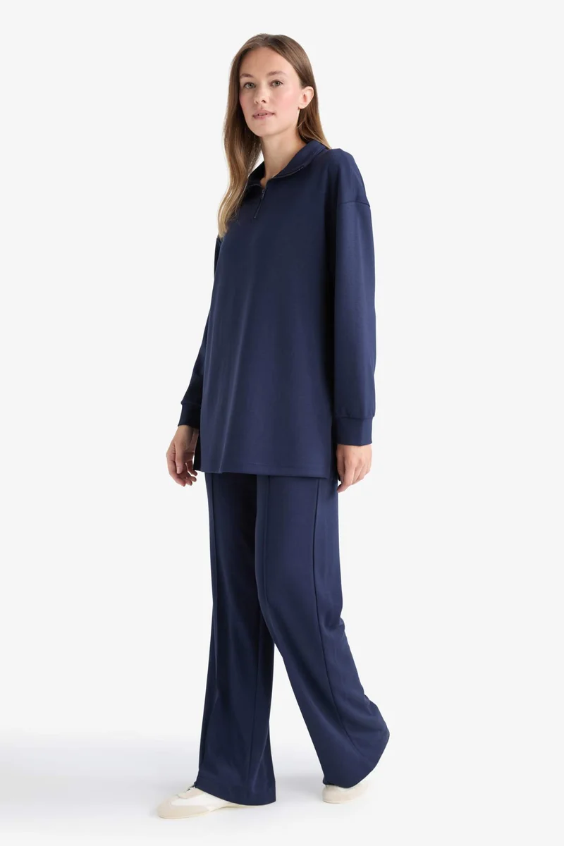 DeFacto Regular Fit Zipper Stand Collar Long Sleeve Tunic
