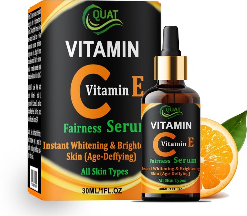 Quat Quat Vitamin C And E Face Serum For AntiAgeing Daily Care AntiTan Blemish Removal Cleans Skin Pores Skin Brightening Radiance Glow Spot Removal Pigmentation Removal 30ml  - Image 1
