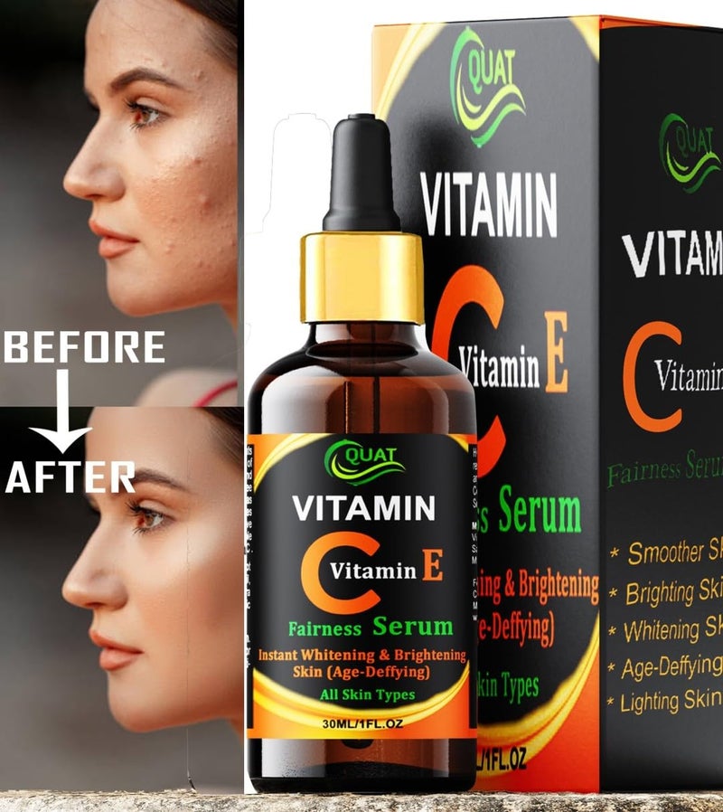 Quat Quat Vitamin C And E Face Serum For AntiAgeing Daily Care AntiTan Blemish Removal Cleans Skin Pores Skin Brightening Radiance Glow Spot Removal Pigmentation Removal 30ml  - Image 3