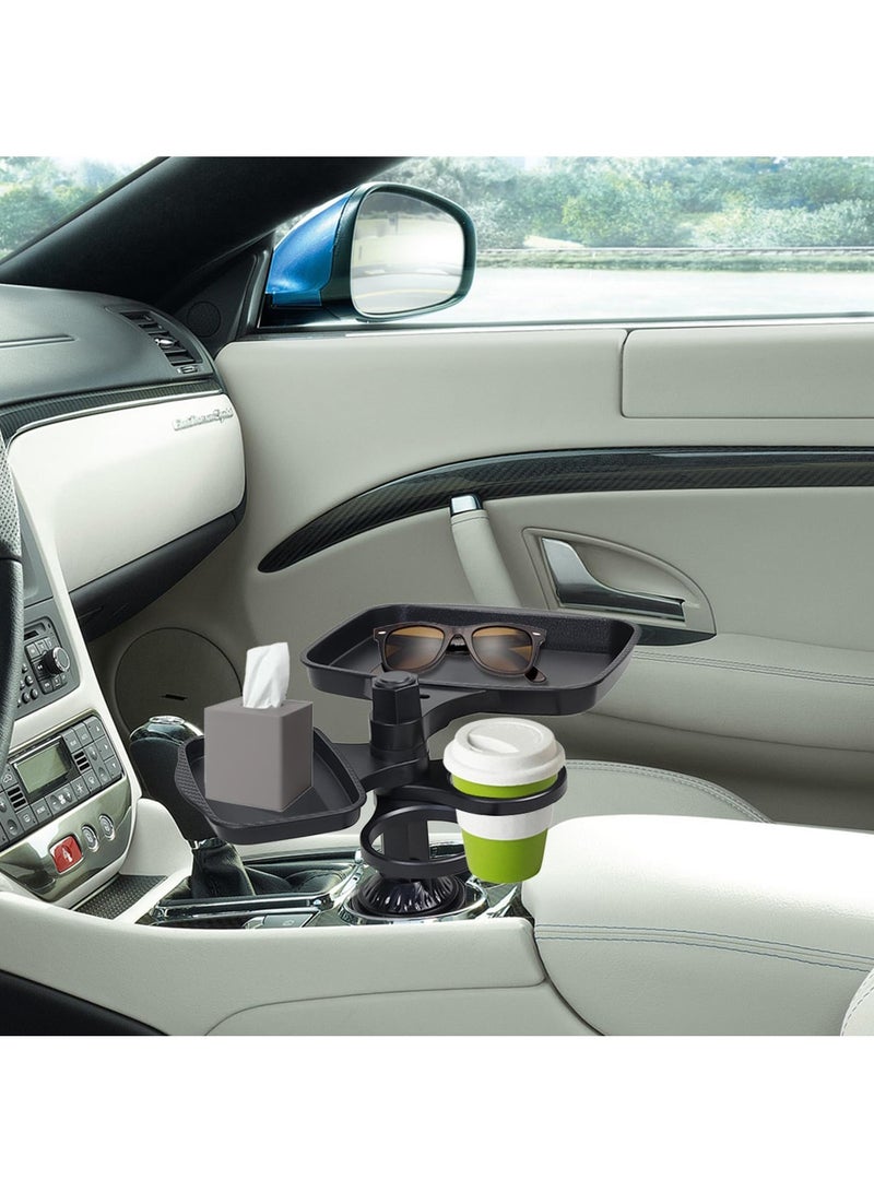 Hihonor Car Cup Extender, Car Cup Holder Tray, Travel 4-in-1 Food Table Tray, Adjustable Travel Food Table Tray, Portable Car Food, Multifunctional Car Holder 360-degree Rotation For Travel Road Trip - Image 3