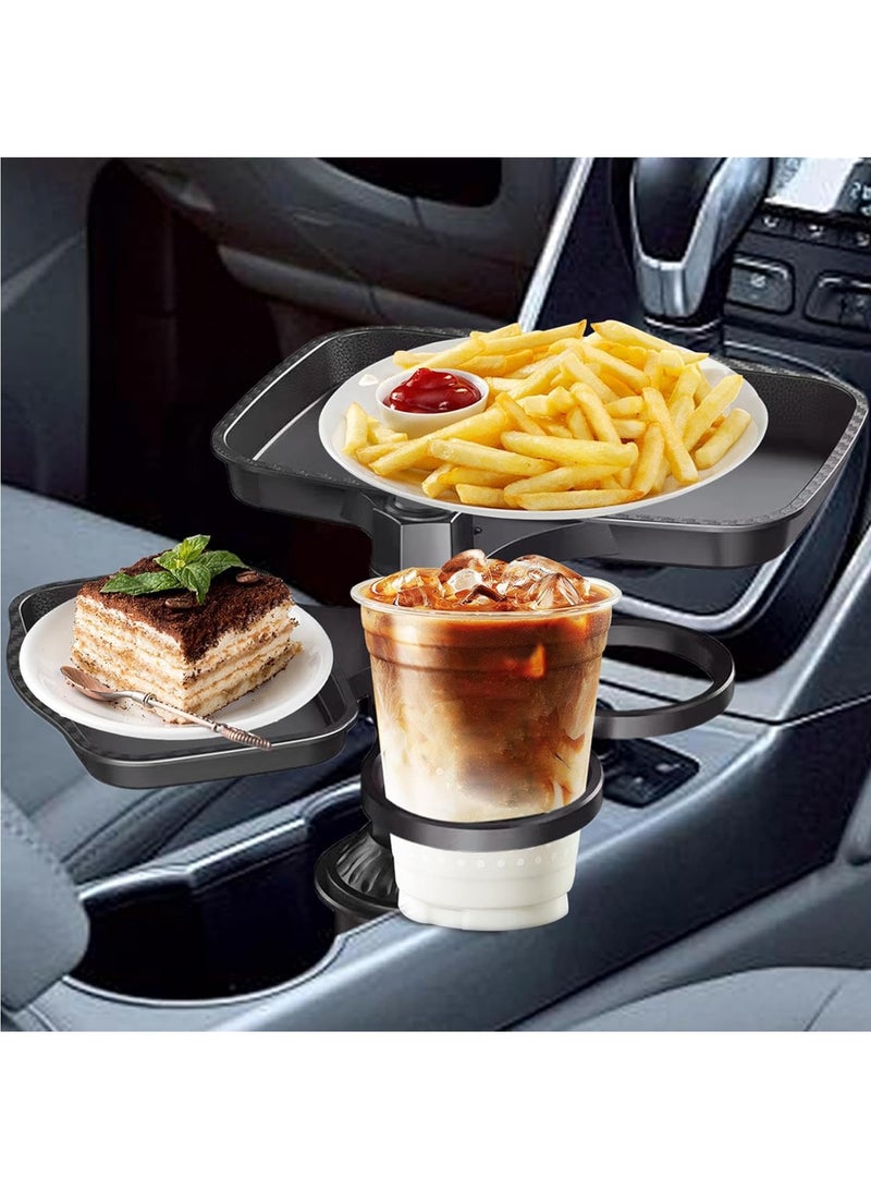 Hihonor Car Cup Extender, Car Cup Holder Tray, Travel 4-in-1 Food Table Tray, Adjustable Travel Food Table Tray, Portable Car Food, Multifunctional Car Holder 360-degree Rotation For Travel Road Trip - Image 4