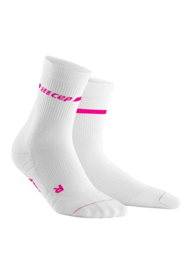 سي إي بي Neon Compression Socks Mid Cut White/Neon Pink Women