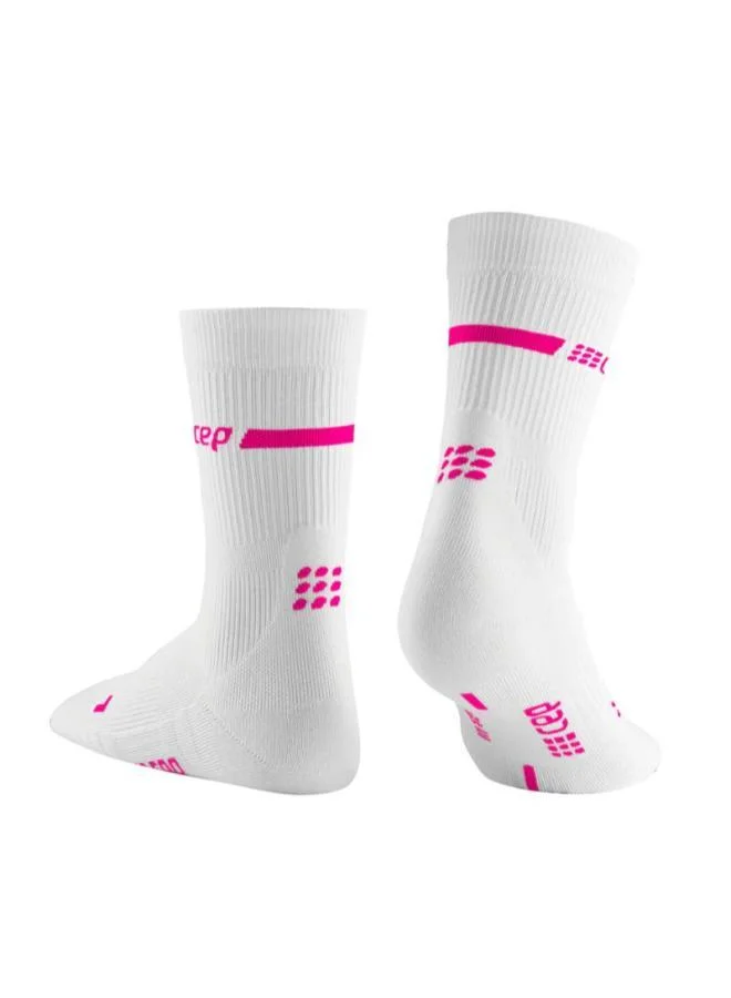 سي إي بي Neon Compression Socks Mid Cut White/Neon Pink Women