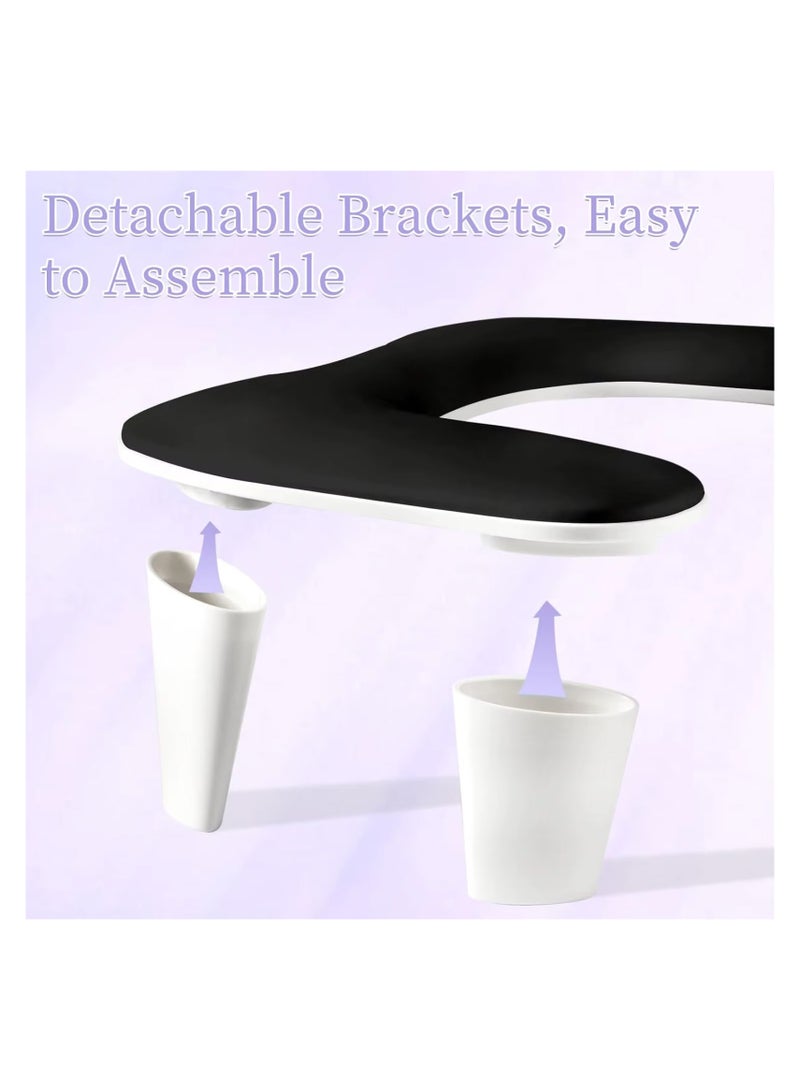 brunson مسند ذراع الأظافر لتقنية الأظافر على شكل U - أسود مسند ذراع الأظافر مريح لمانيكير الأظافر وسادة دعم اليد، مسند ذراع الأظافر من جلد PU لفن الأظافر الأكريليكي، تركيب سريع - Image 4