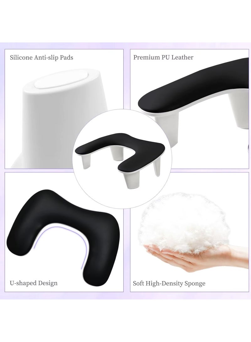 brunson مسند ذراع الأظافر لتقنية الأظافر على شكل U - أسود مسند ذراع الأظافر مريح لمانيكير الأظافر وسادة دعم اليد، مسند ذراع الأظافر من جلد PU لفن الأظافر الأكريليكي، تركيب سريع - Image 5