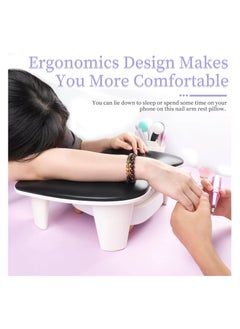 brunson Nail Arm Rest for Nails Tech U Shaped - Black Nail Arm Rest Comfortable Manicure Nail Hand Rest Pillow Cushion, PU Leather Nail Armrest Stand for Acrylic Nail Art-Tech, Quick Installation  - Image 3