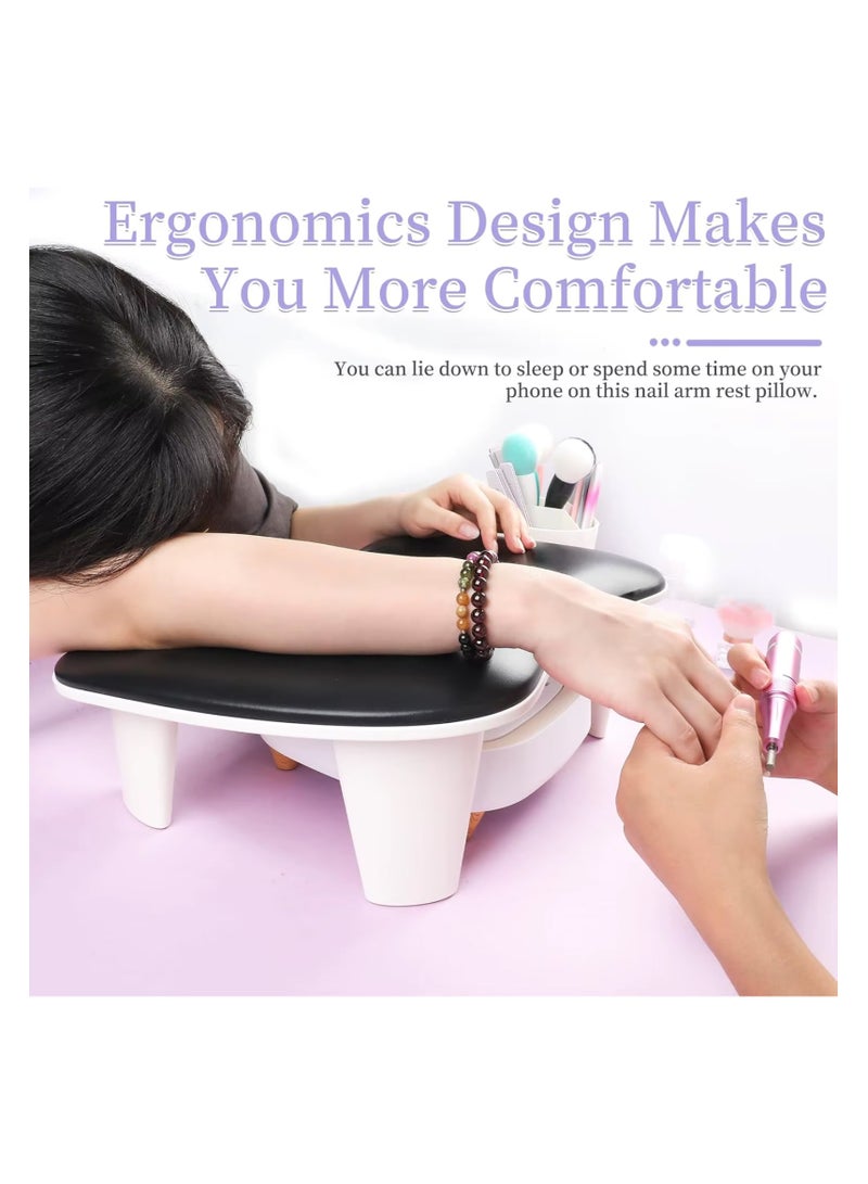 brunson مسند ذراع الأظافر لتقنية الأظافر على شكل U - أسود مسند ذراع الأظافر مريح لمانيكير الأظافر وسادة دعم اليد، مسند ذراع الأظافر من جلد PU لفن الأظافر الأكريليكي، تركيب سريع - Image 3