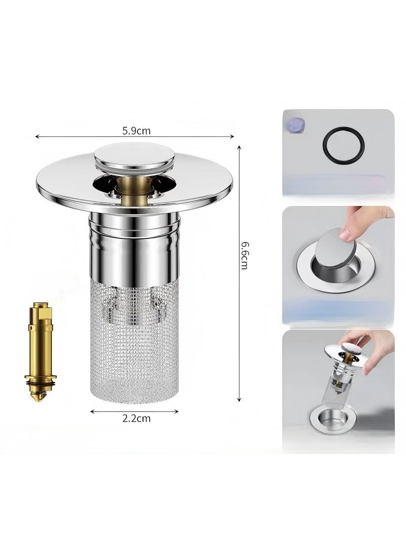 Floor Drain Strainer with 2 Free Solid Brass Anti Odor Core, Anti Clog Drain Filter for Bathroom  Kitchen - Image 2