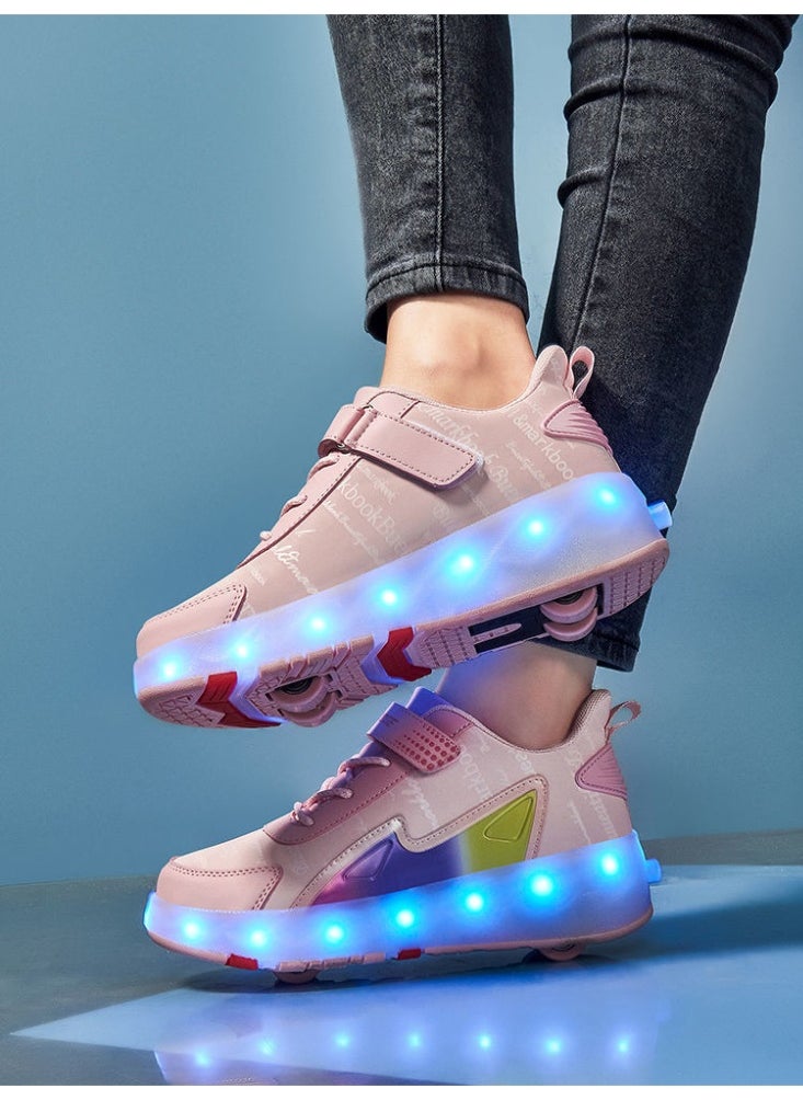 NIBEMINENT Kids Roller Skates Shoes 4 Wheels Roller Shoes Boys Girls Wheel Shoes Roller Sneakers Shoes for Beginner More Balanced  - Image 2