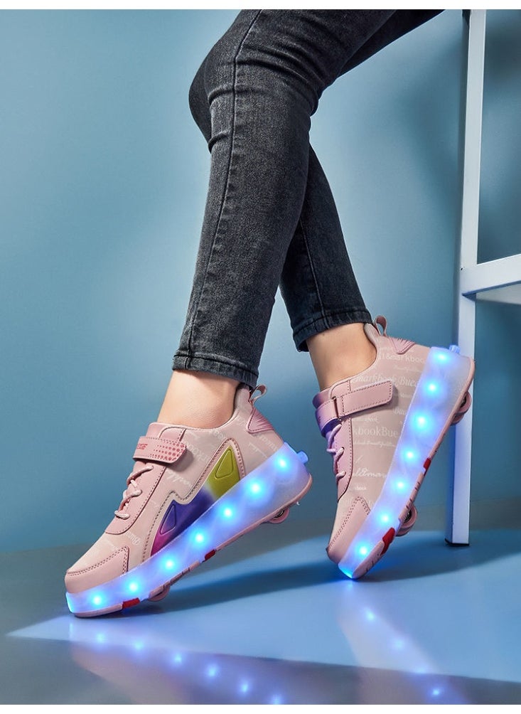 NIBEMINENT Kids Roller Skates Shoes 4 Wheels Roller Shoes Boys Girls Wheel Shoes Roller Sneakers Shoes for Beginner More Balanced  - Image 3