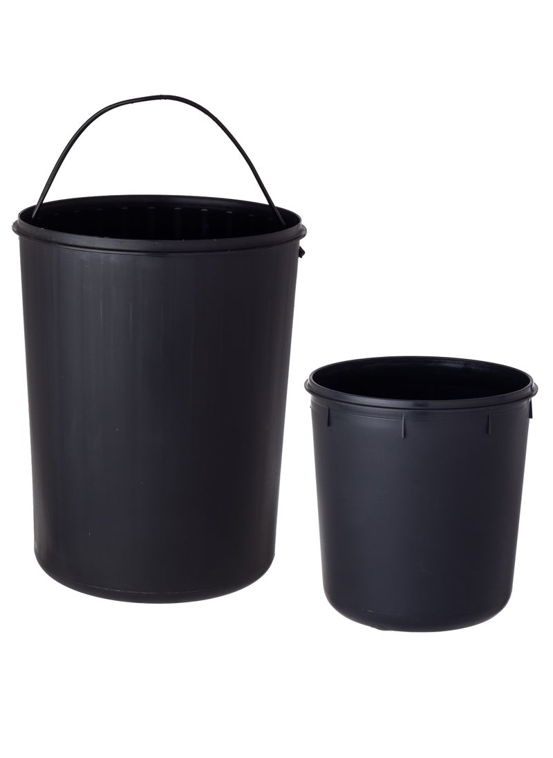 Meliconi Set Of 2 Italian Steel Trash Cans Large 14 liters + Small 6 Liters  - Image 4