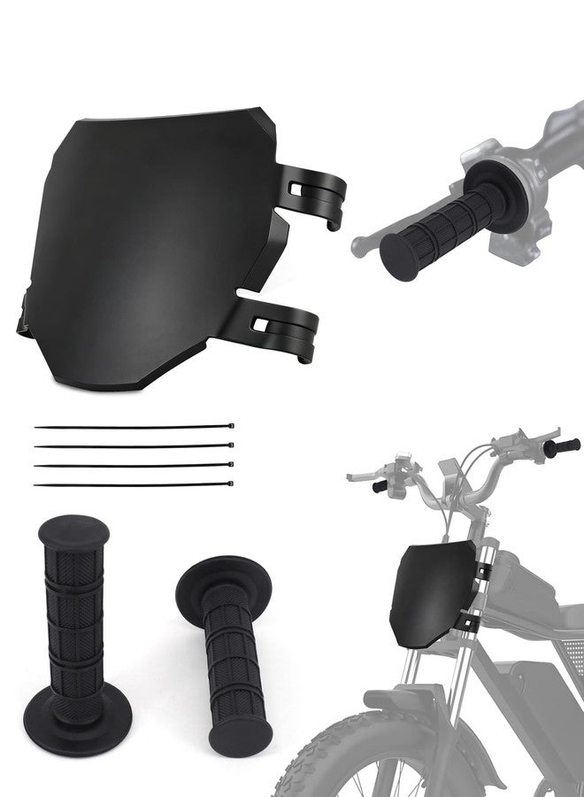BAOUFF Number Plate & Grip Set for Ebike,Front Bike Plate+7/8" Handlebar Glue for E Bike Ridstar Q20/Super 73 S1 S2 RX ZX/Macfox X1S X1 X2/ TST R002S R002-Black - Image 1