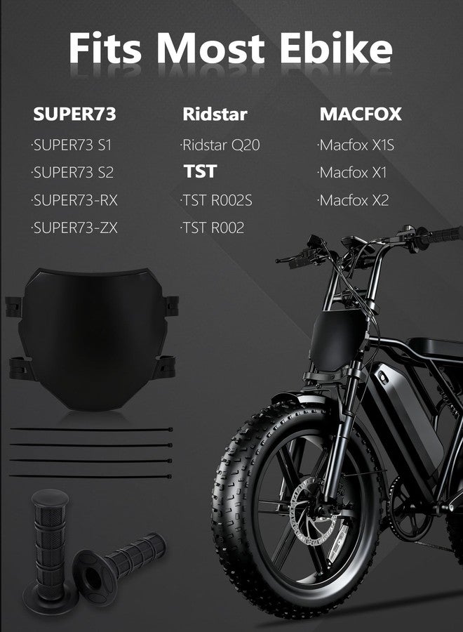 BAOUFF Number Plate & Grip Set for Ebike,Front Bike Plate+7/8" Handlebar Glue for E Bike Ridstar Q20/Super 73 S1 S2 RX ZX/Macfox X1S X1 X2/ TST R002S R002-Black - Image 2