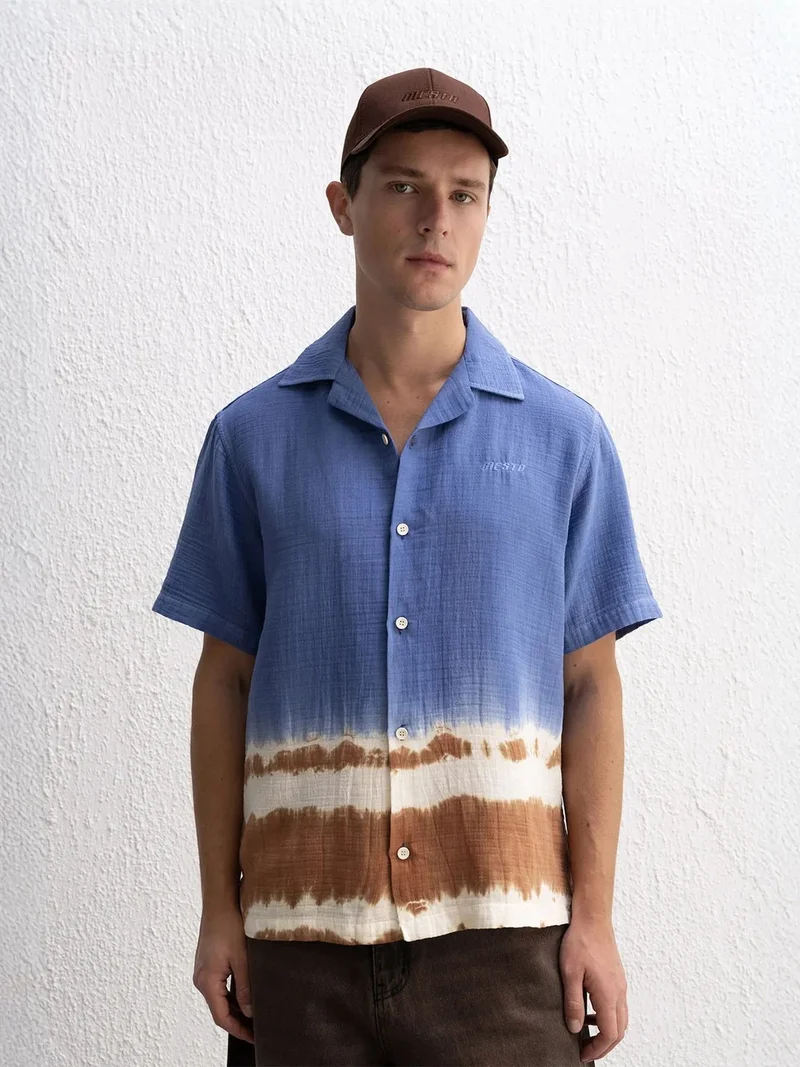 GIESTO Tie-Dye Short Sleeve Button-Up Shirt