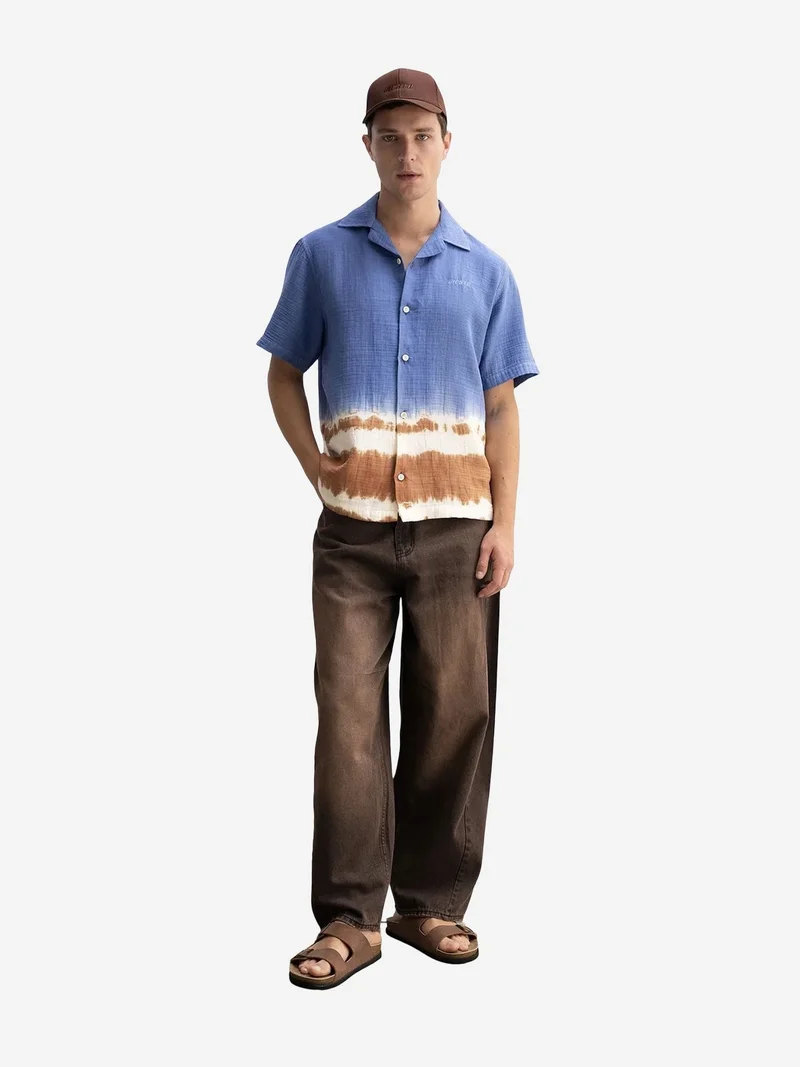 جيستو GIESTO Tie-Dye Short Sleeve Button-Up Shirt
