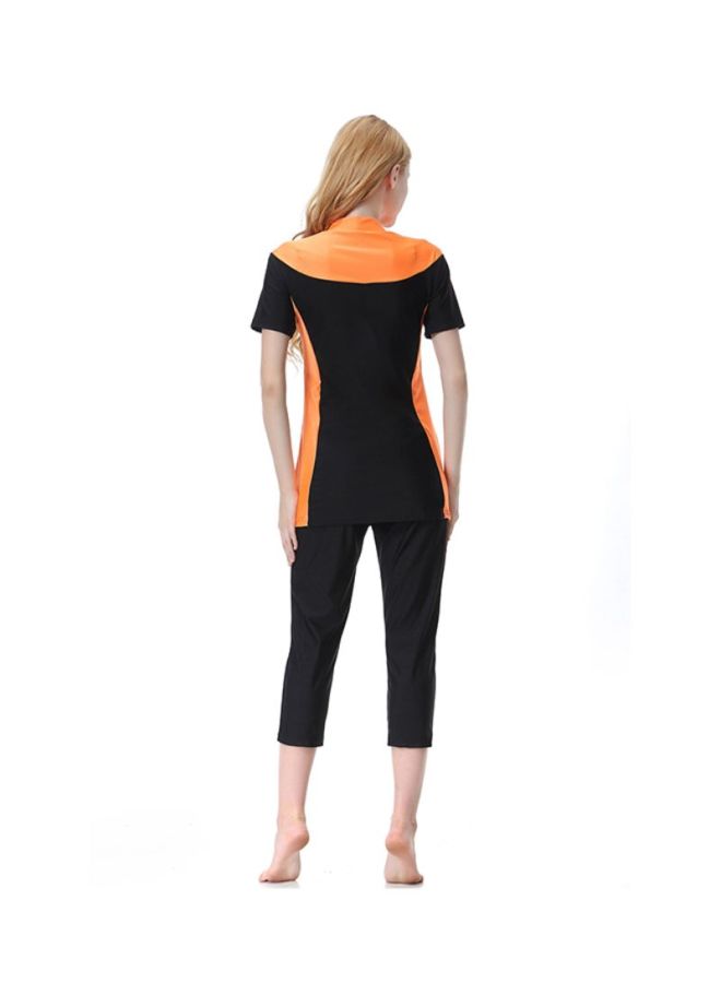 شاربدو طقم بور بأكمام قصيرة مكوّن من 3 قطع أسود/برتقالي - Image 2