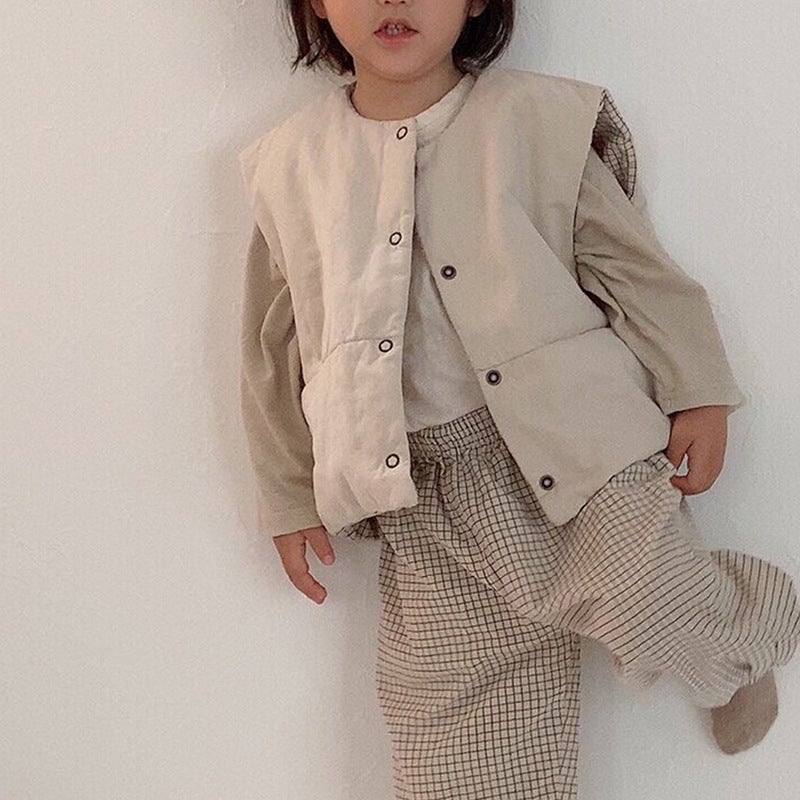 Kids Reversible Sleeveless Jacket Brown  - Image 4