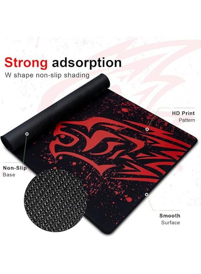 Extended Large Gaming Mouse Pad  (900 x 400mm) Non-Slip Rubber Base Mouse pad Mice Smooth Cloth Surface Keyboard Mouse Pads for Computers Red Leopard - Image 2