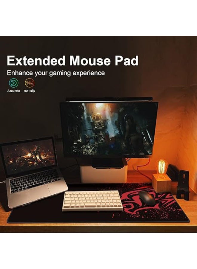 Extended Large Gaming Mouse Pad  (900 x 400mm) Non-Slip Rubber Base Mouse pad Mice Smooth Cloth Surface Keyboard Mouse Pads for Computers Red Leopard - Image 4