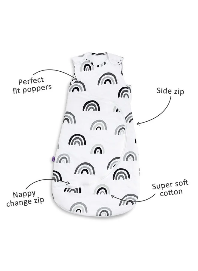 سنوز Pouch Sleeping Bag For Infant And Baby 1.0 Tog Clever Nappy Change Zip 100% Cotton For Temperatures If 21 - 23 Celsius Suitable From 0 To 6 Months Maximum Baby Length 68 Cm - Mono Rainbow