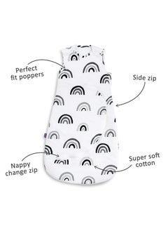 Snuz Pouch Sleeping Bag For Infant And Baby 1.0 Tog Clever Nappy Change Zip 100% Cotton For Temperatures If 21 - 23 Celsius Suitable From 0 To 6 Months Maximum Baby Length 68 Cm - Mono Rainbow  - Image 2