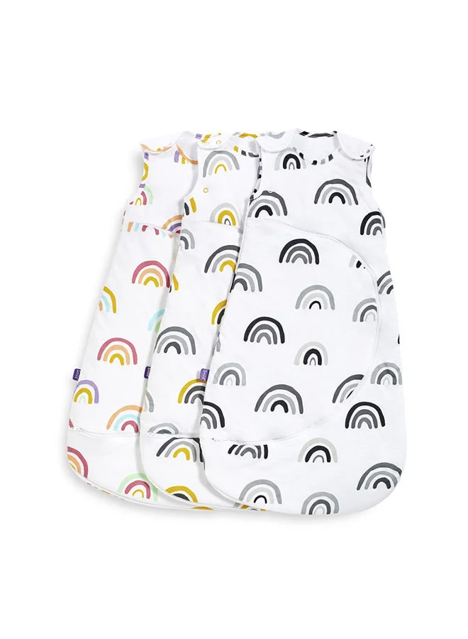 سنوز Pouch Sleeping Bag For Infant And Baby 1.0 Tog Clever Nappy Change Zip 100% Cotton For Temperatures If 21 - 23 Celsius Suitable From 0 To 6 Months Maximum Baby Length 68 Cm - Mono Rainbow
