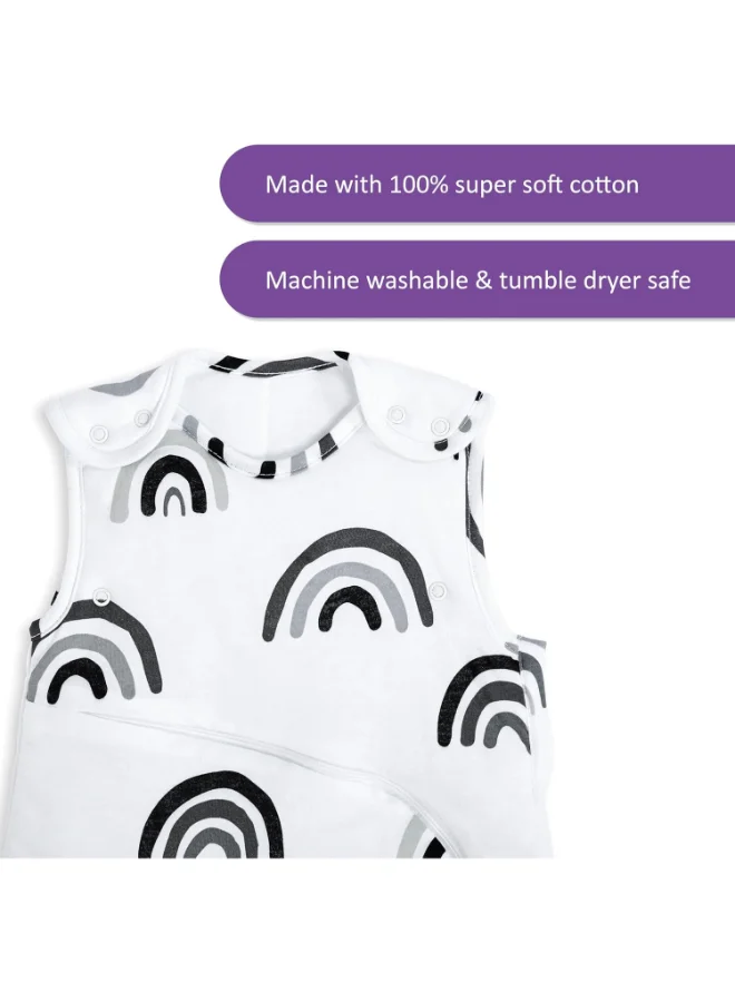 سنوز Pouch Sleeping Bag For Infant And Baby 1.0 Tog Clever Nappy Change Zip 100% Cotton For Temperatures If 21 - 23 Celsius Suitable From 0 To 6 Months Maximum Baby Length 68 Cm - Mono Rainbow