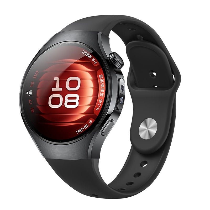 For Huawei Watch 5 46Mm Reverse Buckle Silicone Watch Band(Black) - Image 1