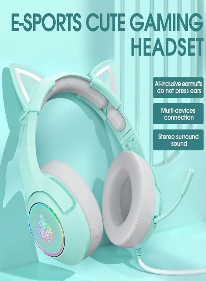 onikuma K9 Wired Gaming Headset Removable Cat Ears Headphones with Microphone  - Image 3