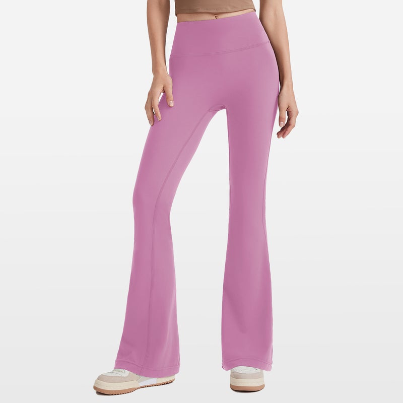 Leggings Velvet Powder Seamless Yoga Flared Pants for Women's High-waisted Peach-lift Slimming Elastic Fitness Sports Wide-leg