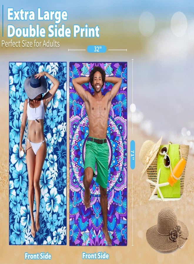 TwoYek 6 Pack Microfiber Thin Beach Towel Lightweight 71x32 Oversized Extra Large Sand Free Towels Quick Dry for Travel Pool Yoga Gym Sports Beach Accessories Vacation Essential Gift - Image 3