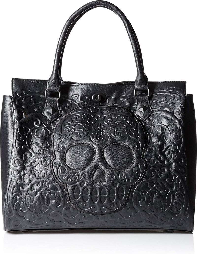 Loungefly Loungefly Lattice Skull Tote Shoulder Bag Black One Size  - Image 1
