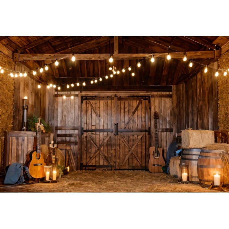 OFILA Western Farm Barn Backdrop 10x8ft Fabric Rustic Cowboy Birthday Party Decoration Background Country Concert Events Cowboy Cowgirl Party Backdrop Rural Music Festival Background - Image 1